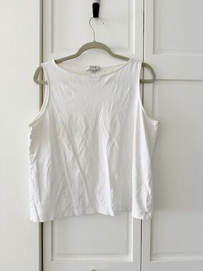 COS Minimalist White Cotton Tank | Boat Neckline | Size Large
